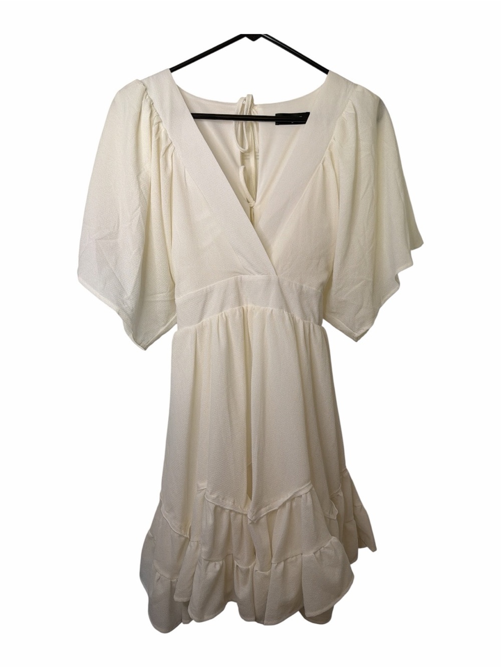 ChicMe white mini dress romantic silhouette short sleeve